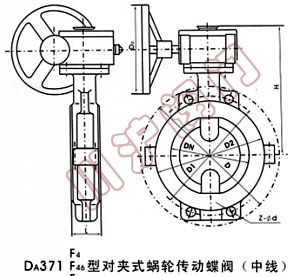 蜗轮衬氟蝶阀,结构图